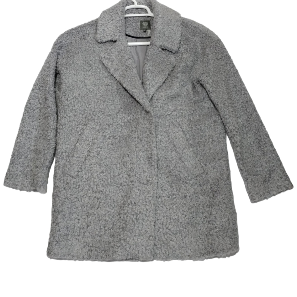 VINCE CAMUTO Gray Wool Blend Coat Teddy‎ Jacket Overcoat